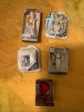 Disney 100 mini brands stitch, C-3PO, Spider-Man, Captain Marvel, Rapunzel